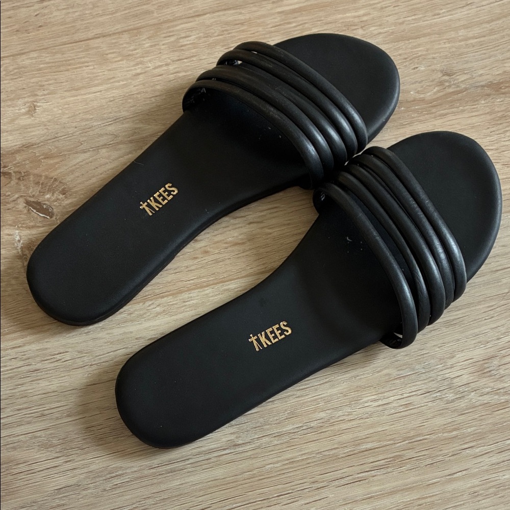 TKEES Black Multi-Strap Slide Sandals